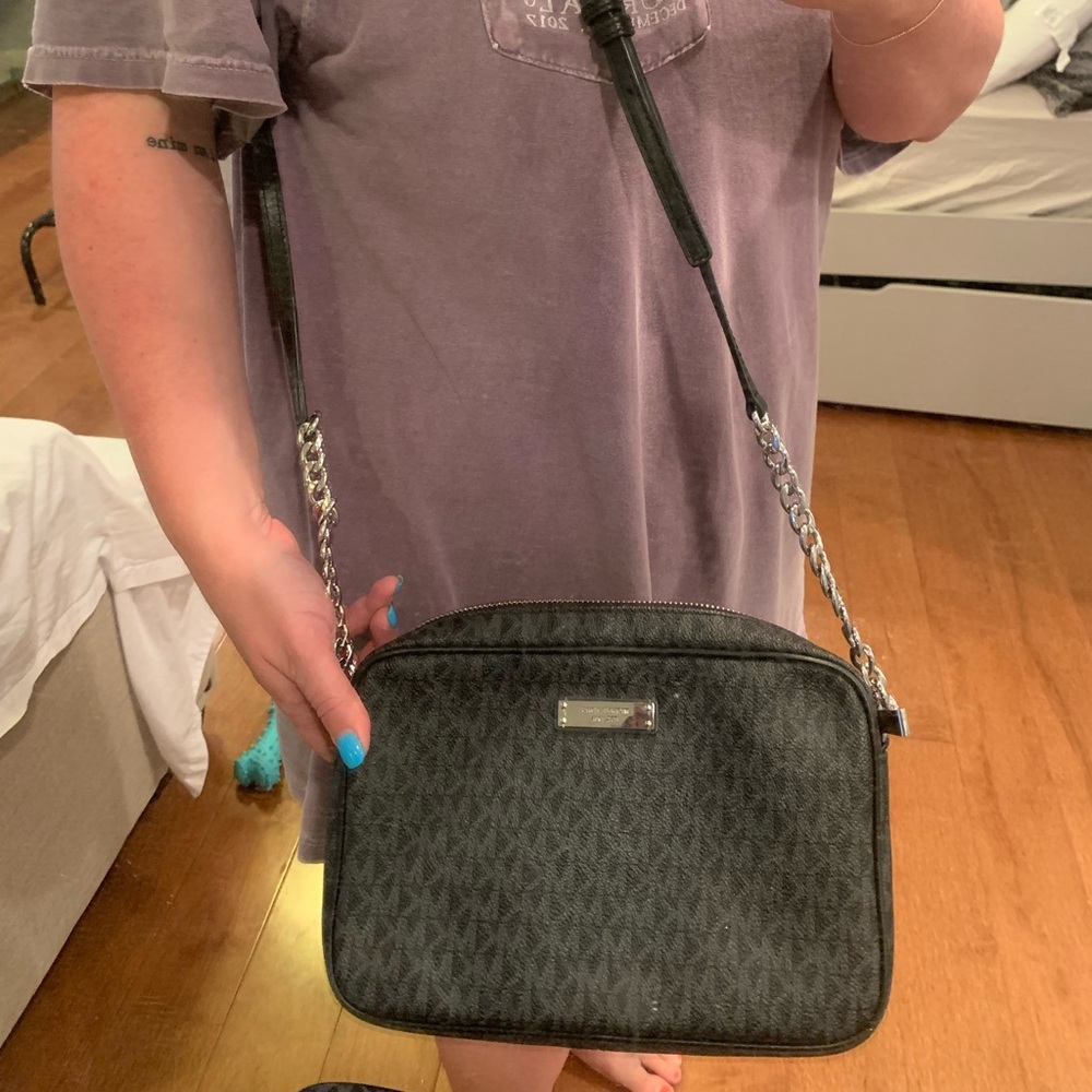 Michael Kors Black/Silver/Grey cross body purse